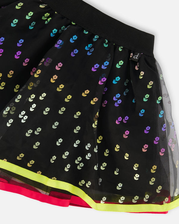 Printed Mesh Skirt Multicolor Skirts Deux par Deux