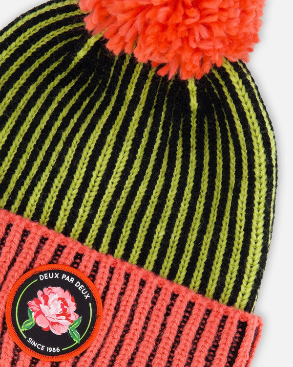 Knit Hat Black, Lime And Coral - G10ZM01_000