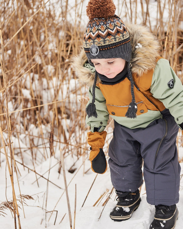 Peruvian Knit Hat Grey And Brown Jacquard Winter Accessories Deux par Deux