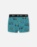 Printed Organic Cotton Boxer Shorts Teal With Yellow Truck - G30PB60_045