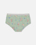Printed Organic Cotton Boyshort Panty Small Pink And Blue Flowers On Light Sage - G30PG60_029