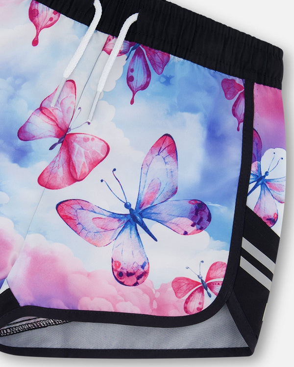 Printed Athletic Short Pink, Blue And Butterflies - G30XG26_009