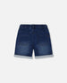 French Terry Denim Short Dark Denim Blue - G30YB28_123