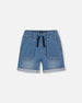 French Terry Denim Short Denim Blue - G30YB28_125