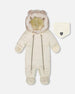 One-Piece Baby Layette Snowsuit Designed For Car Seat White Asparagus - H10A602_165