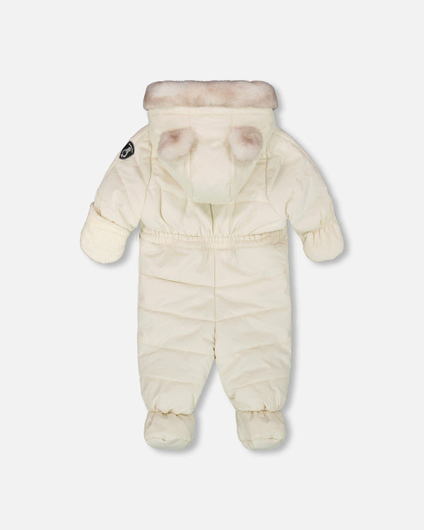 One-Piece Baby Layette Snowsuit Designed For Car Seat White Asparagus - H10A602_165