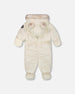 One-Piece Baby Layette Snowsuit Designed For Car Seat White Asparagus - H10A602_165