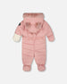 One-Piece Baby Layette Snowsuit Designed For Car Seat Dusty Pink - H10A602_637