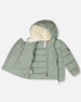 Compressible Winter Puffy Coat Designed For Car Seat Sage Green - H10B500_340