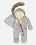 One-Piece Baby Snug Snowsuit Designed For Car Seat Gray Bear Print - H10B701_004