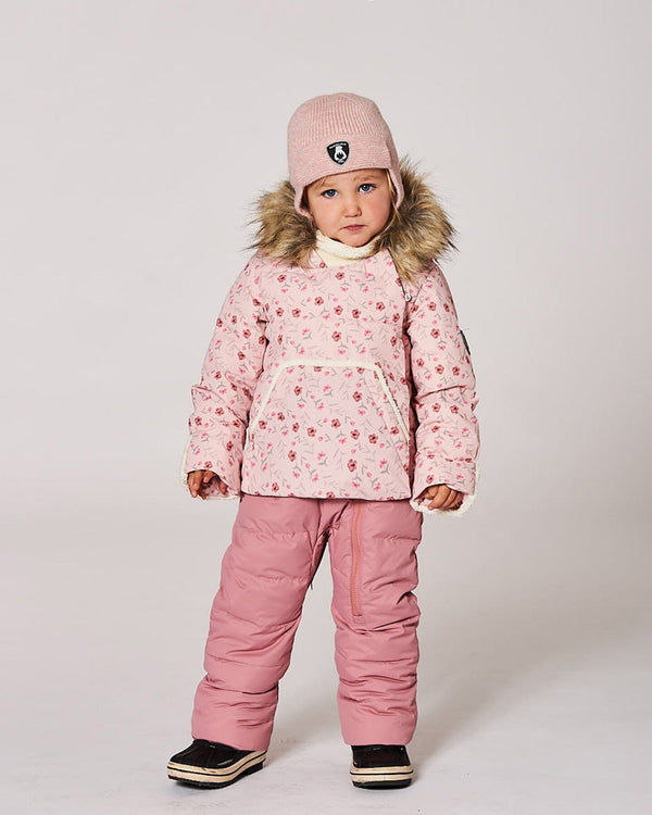 One-Piece Baby Snug Snowsuit Designed For Car Seat Pink Mini Flowers - H10B701_005