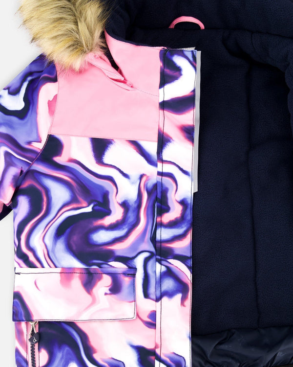 Two-Piece Discover Snowsuit With Printed Jacket Navy Blue - H10DG80_479