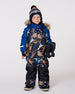 One-Piece Play Snowsuit Black Dinosaur Print - H10PB74_026