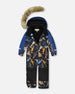 One-Piece Play Snowsuit Black Dinosaur Print - H10PB74_026