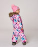 One-Piece Baby Play Snowsuit Designed For Car Seat Pink Watercolor Flower Print - H10PBG74_012