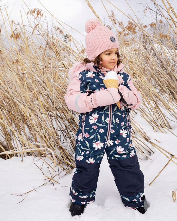 One-Piece Play Snowsuit Navy Flower Print - H10PG71_016