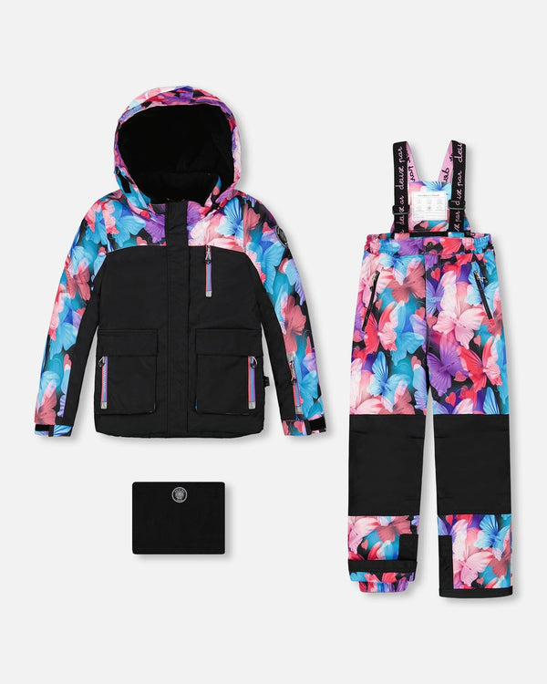 Two-Piece Play Snowsuit Black Butterfly Print - H10PG88_010