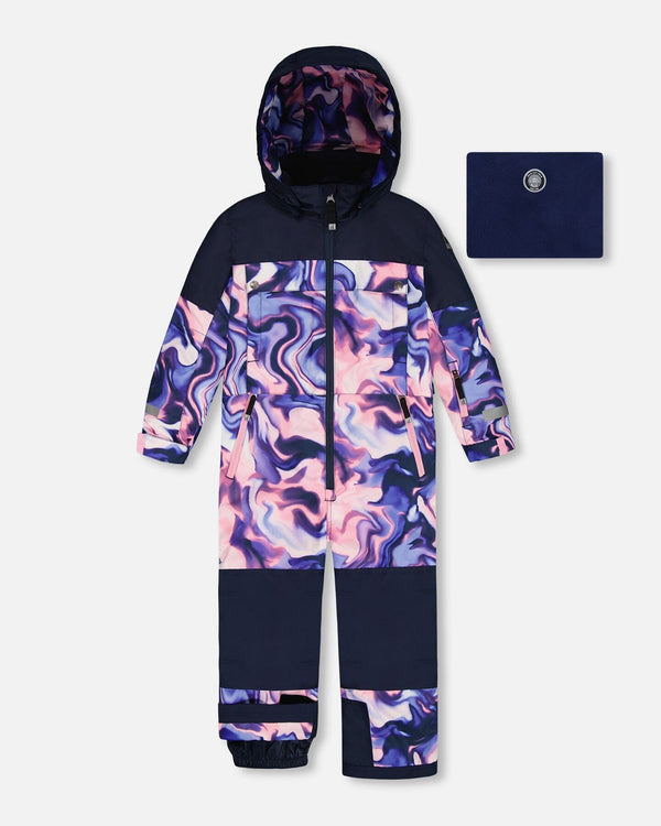 One-Piece Teknik Snowsuit Pink And Blue Marble - H10TG73_007