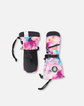 Mitaines d’hiver TEKNIK rose imprimé de fleurs aquarelles