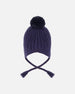 Lined Winter Hat With Pompom Navy Blue - H10XT1_479
