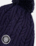 Lined Winter Hat With Pompom Navy Blue - H10XT1_479