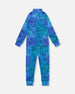 Two-Piece Thermal Underwear Set Blue Gradient Dinosaur Print - H10Y600_027