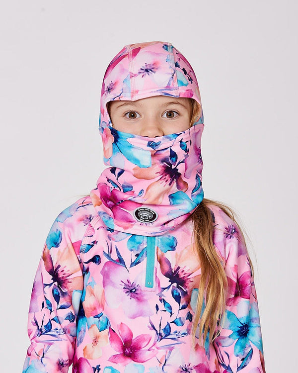 Brushed Jersey Balaclava Pink Watercolor Flower Print - H10YBAL_012