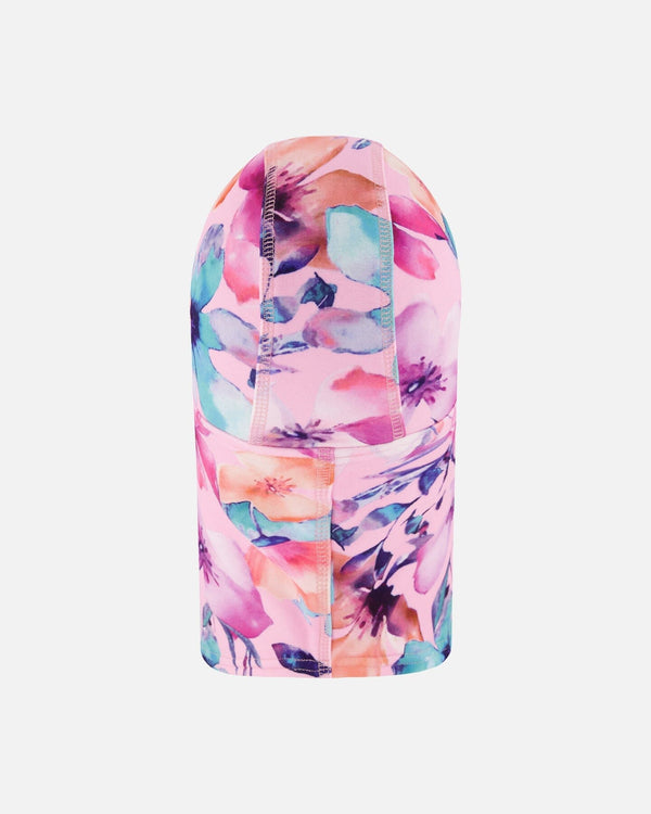 Brushed Jersey Balaclava Pink Watercolor Flower Print - H10YBAL_012