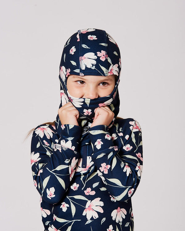 Brushed Jersey Balaclava Navy Flower Print - H10YBAL_016