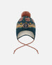 Lined Peruvian Knit Pompom Hat Green And Pink - H10Z11_000