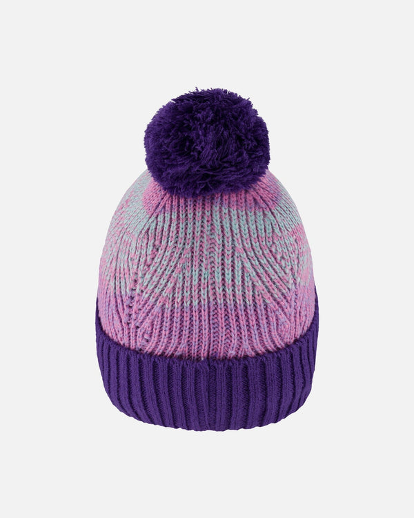 Lined Knit Pompom Hat Purple And Pink - H10Z16_000