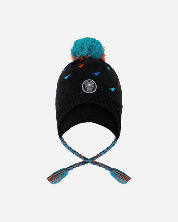 Lined Winter Peruvian Knit Hat With Pompom Black - H10Z68_999