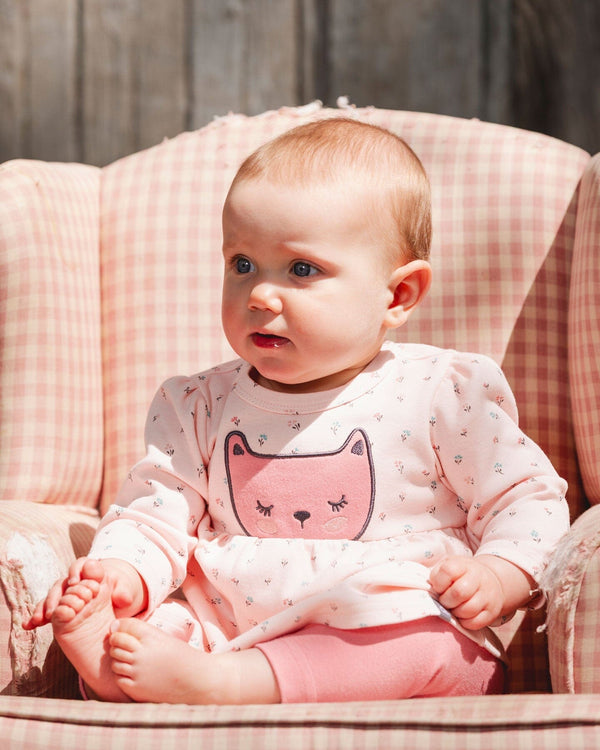 Organic Cotton Dress And Leggings Set Pink Mini Floral - H20B12_047