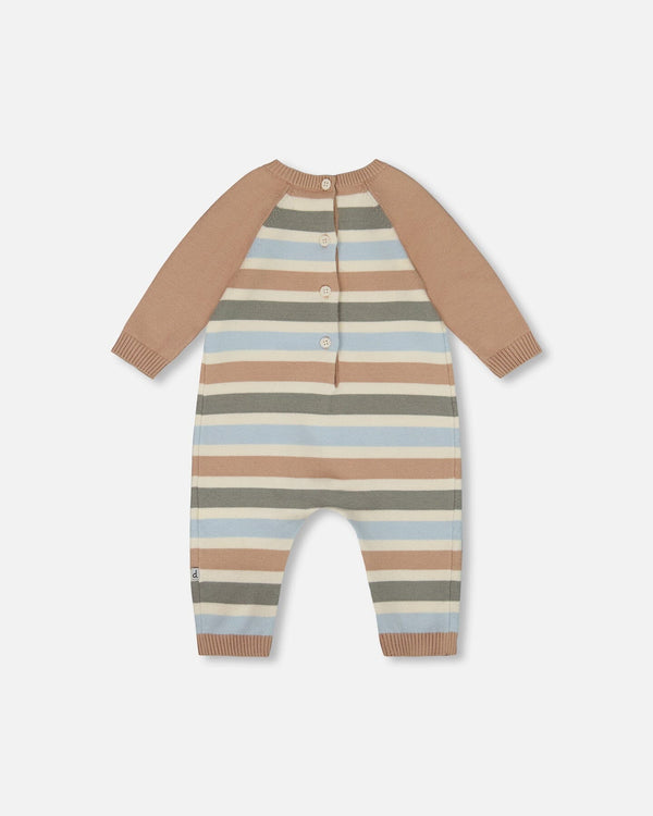 Knitted Romper Blue And Green Stripes - H20CT40_000