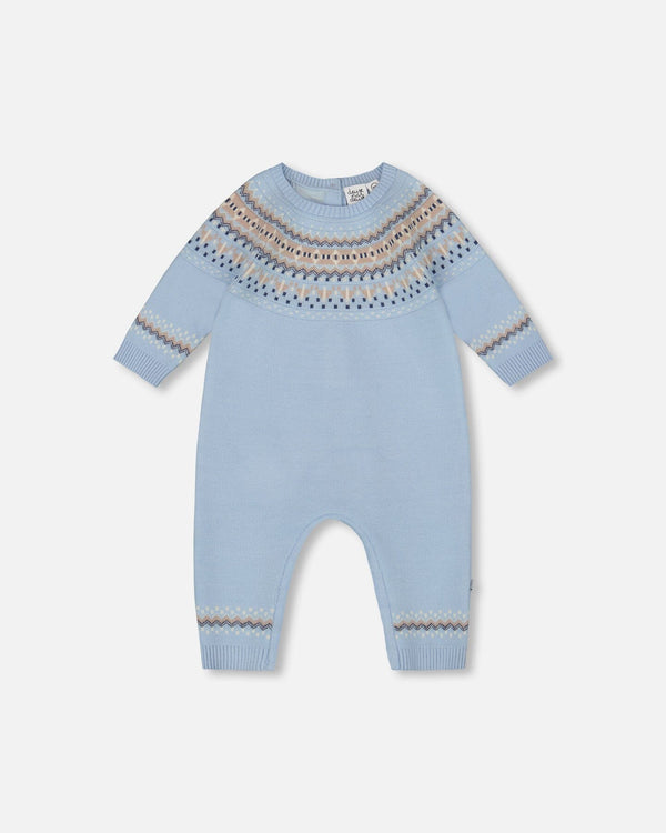 Knitted Jacquard Romper Light Blue - H20DT44_971