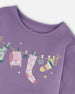 Organic Cotton Jersey Top Purple Gray With Owl - H20F71_547