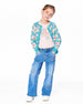 Wide Leg Stretch Light Blue Denim Jeans With Flower Stitching - H20G20_125