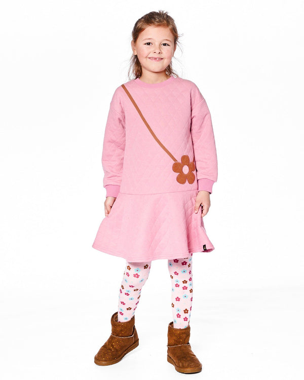 Knit Tights Light Pink With Flowers - H20GT_604