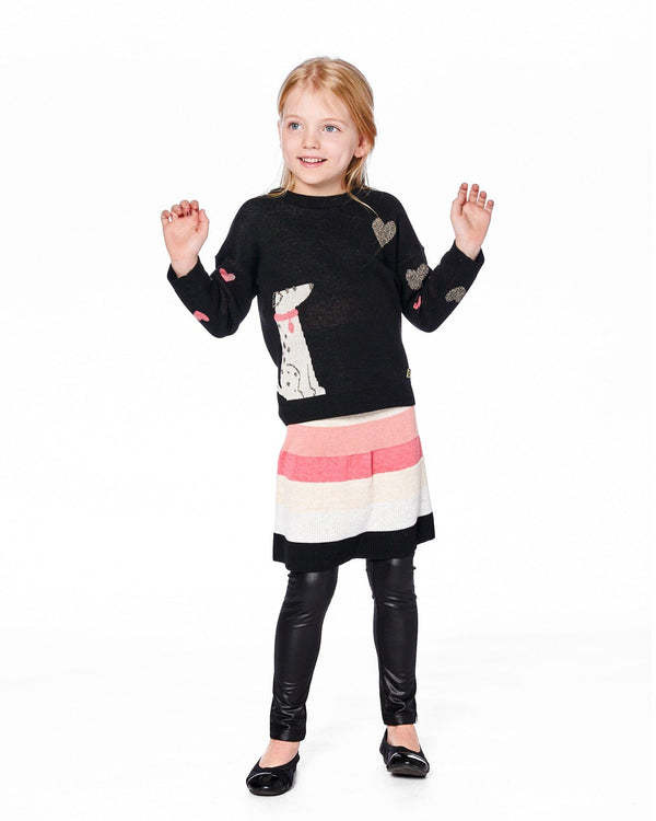 Knit Sweater Black With Dalmatian And Hearts - H20HT71_999
