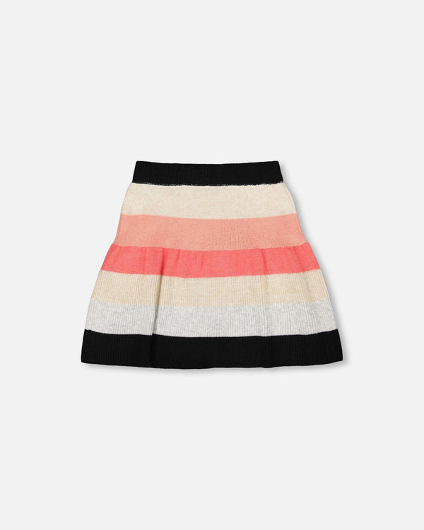 Striped Knit Skirt Beige Black And Pink - H20HT81_000