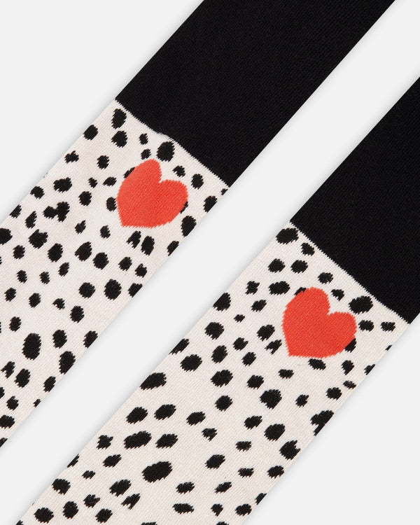 Knit Tights Black With Dalmatian Pattern - H20HT_999