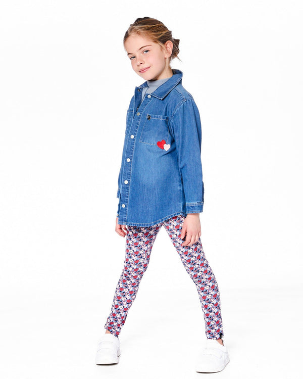 Denim Shirt Light Blue With Patch Pockets And Apple Patch - H20I15_125