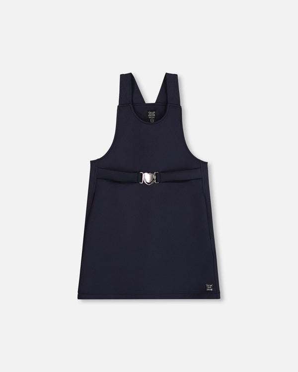 Milano Jumper Dress Navy Blue With Buckle Detail - H20I40_484