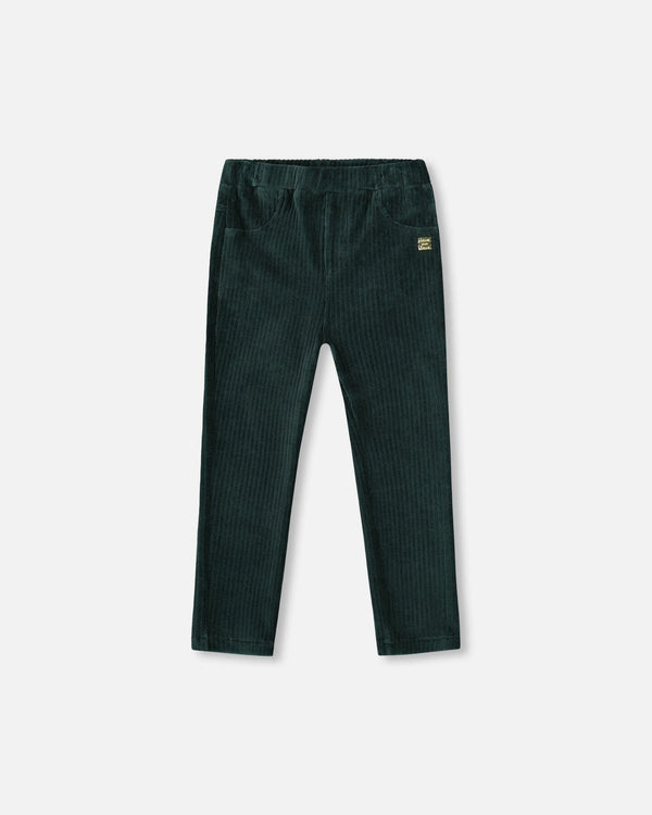 Stretch Velour Rib Treggings Dark Green - H20J20_548
