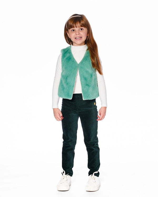Stretch Velour Rib Treggings Dark Green - H20J20_548