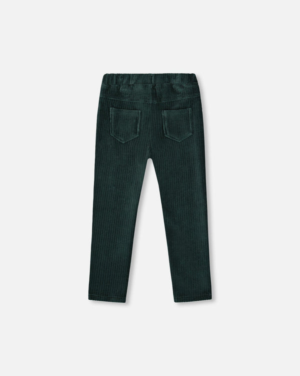 Stretch Velour Rib Treggings Dark Green - H20J20_548