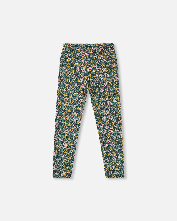 Leggings Green With Flower Print - H20J60_073