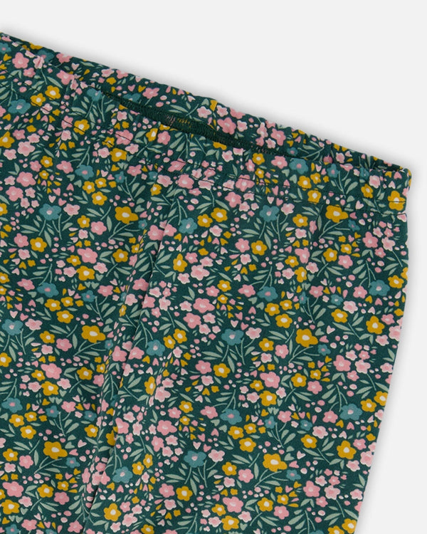 Leggings Green With Flower Print - H20J60_073