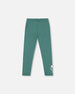 Leggings Dark Green With Flower Print - H20J60_548