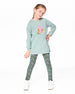 Hooded Tunic Sage Green With Owl Print - H20J78_340